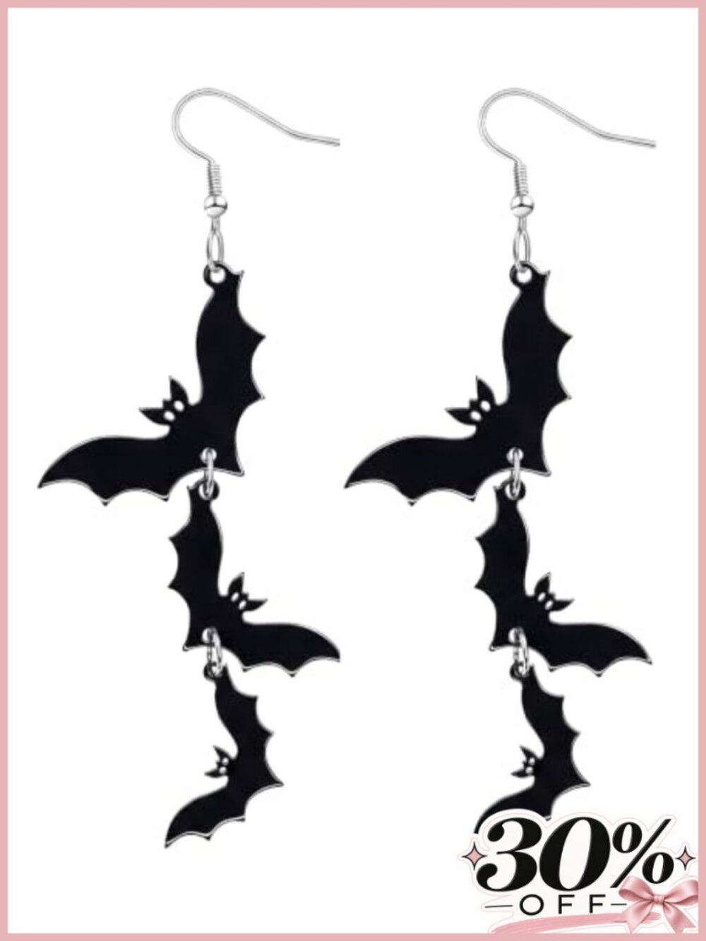 Halloween Bat Earrings Women Dangle Triple Bat Acrylic Gothic Party Jewelry